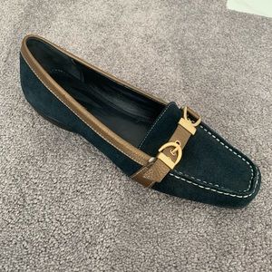 Etienne Aigner Blue Suede Flat. Size 10.